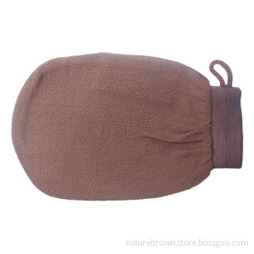 Exfoliating gloves, before apply tanning lotion